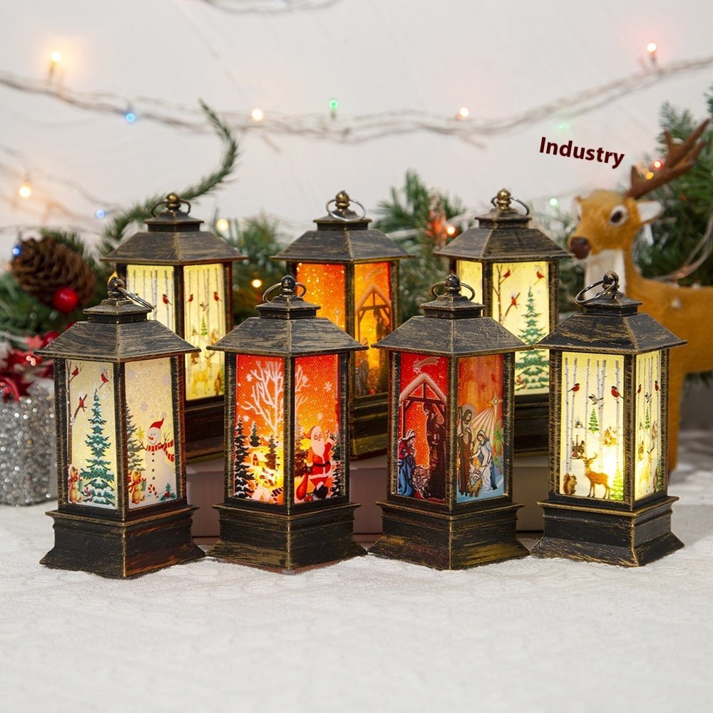 Christmas Portable Oil Lamp Santa Claus LED Night Lights Battery Powered Indoor Outdoor Hanging Lanterns Festive Party Decoration