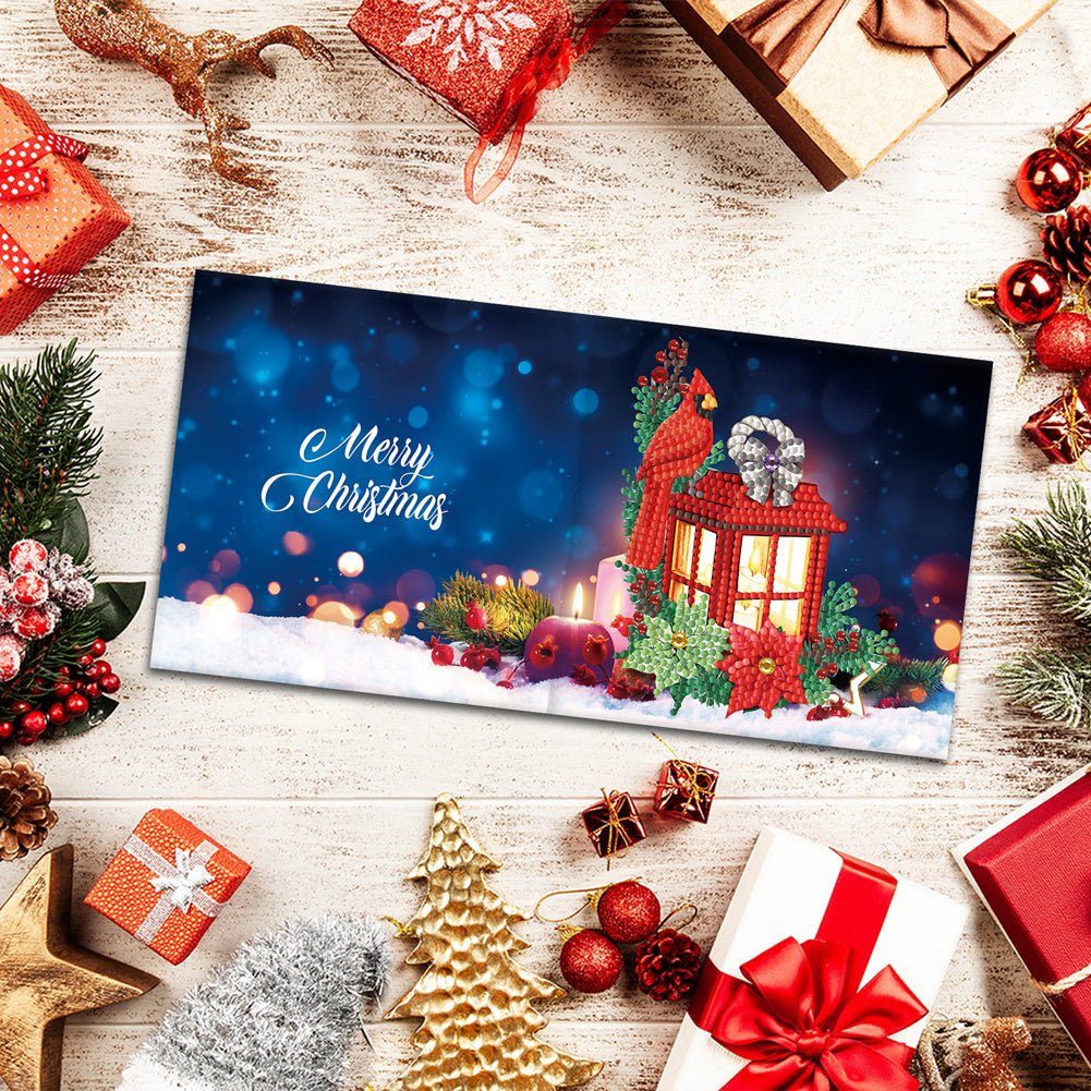 4pcs Christmas Diamond Painting DIY Greeting Cards Cart