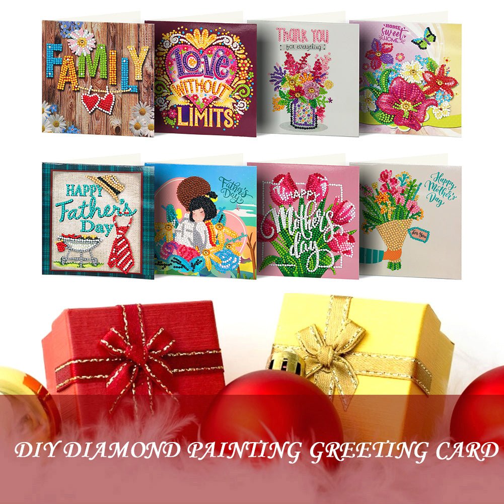 8pcsSet Christmas Diamond Painting Greeting Cards 5D