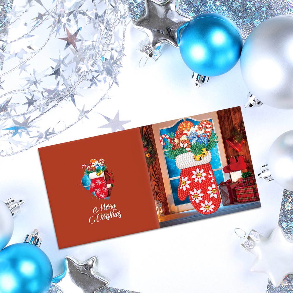 4pcs Christmas Diamond Painting DIY Greeting Cards Cart